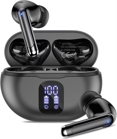 couteurs sans fil Bluetooth 5.4, r duction bruit, 50 h, IPX7, LED, noirs