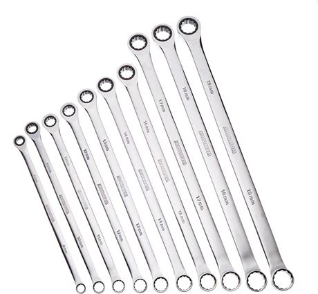 MAXIMUM Extra-Long Box-End Ratcheting Wrench Set, Metric, 10-pc