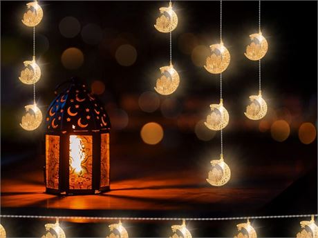LED Ramadan String Lights, 6m Islamic Castle Lights, USB/Battery Powered