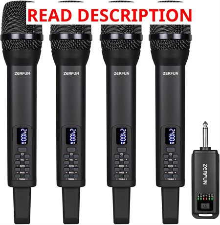 D240 Rechargeable Wireless Microphone System 4, Handheld, Echo/Treble/Bass