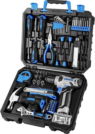 DEKOPRO 8V Cordless Drill Driver Tool Set Kit, Home Repair Starter Case