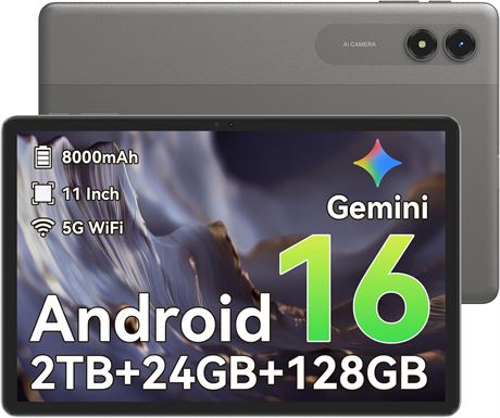 Android 16 Tablet 11" Octa-Core T7250, 90Hz, 8000mAh, Gemini AI