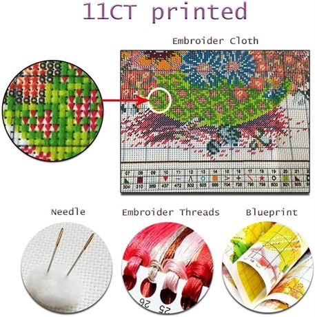 Kit broderie débutant Van Gogh fleur abricot, 11CT pré-imprimé
