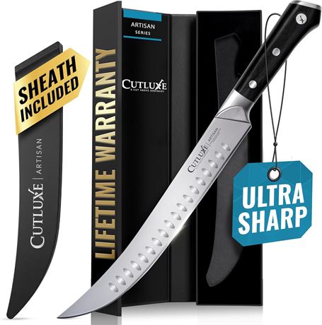 Cutluxe Couteau de boucher Cimeterre 25,4 cm, acier carbone  lev