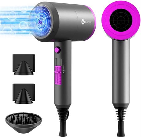 Slopehill 1800W Ion Hair Dryer with Diffuser & Concentrators, Purple