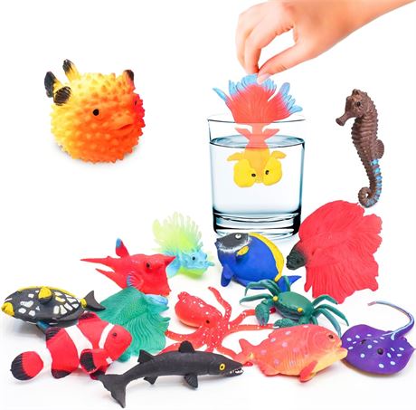 10PCS Fish Bath Toys, Color Changing Animal Water Toys for Kids Ages 3+
