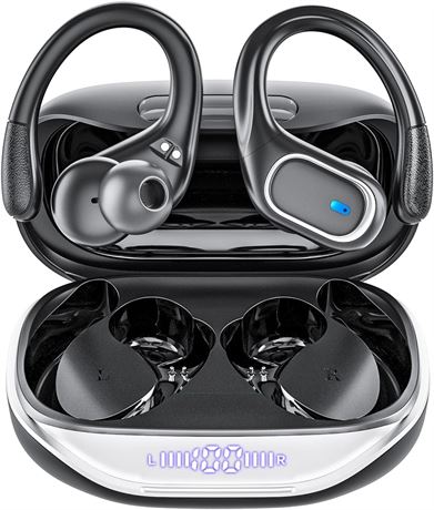 Wireless Earbuds 80H Playtime IPX7 with Earhooks Black