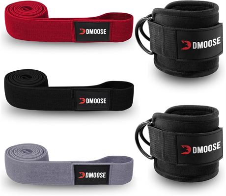 DMoose Glute Tone Set, Ankle Strap + Fabric Resistance Bands, Full Body Fitness