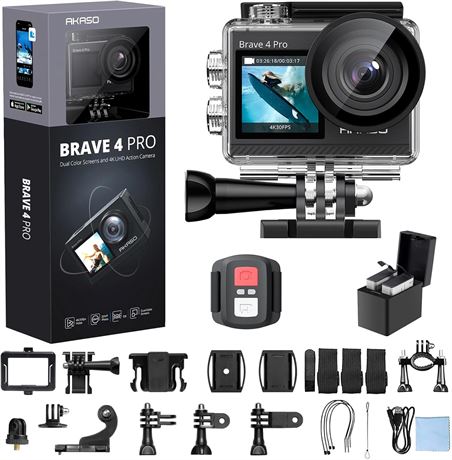 AKASO Brave 4 Pro Cam ra d'action 4K 40m  tanche, 20MP, EIS, zoom 5X