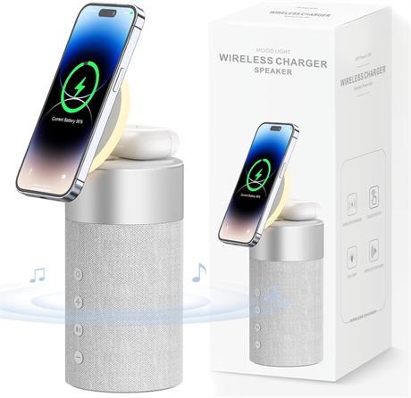 COLSUR Bluetooth Speaker w Night Light - 3-in-1 Charger for iPhone/AirPods