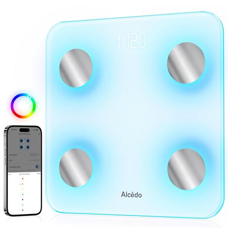 Alcedo Smart Body Fat Scale with BMI, Fat %, Muscle Mass, 400 lb Bluetooth