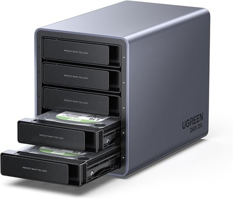 UGREEN 5-Bay USB-C RAID HDD Enclosure 100TB for 3.5/2.5 SSD/HDD, RAID0/1/5/10/3