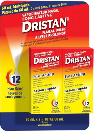 Dristan Long Lasting Nasal Mist Spray, 12-hr Relief, 30 mL, 2 pack