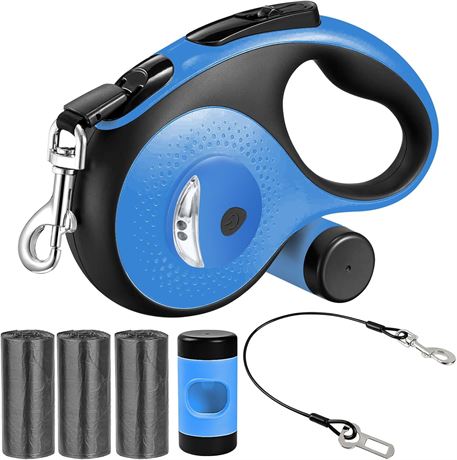 Laisse Rétractable 8m pour Chien Jusqu’à 50kg LED Sacs Frein Sécurisé