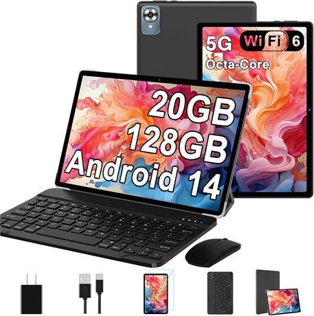 Tablette Android 14 10.1" 20Go+128Go + Clavier Noir
