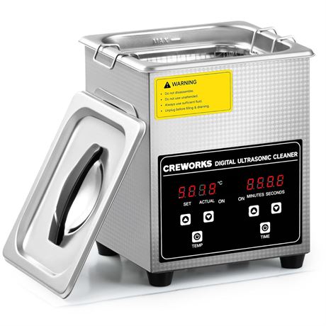 CREWORKS Ultrasonic Cleaner – 1.8L, Heated, Digital Timer