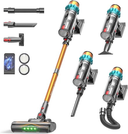 Aspirateur balai sans fil ElecKeys 580W 48Kpa 65min LED anti-nœuds