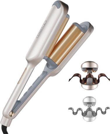 TYMO ROVY Hair Waver 3-Barrel Ionic Curler, 9 Heat Settings, 1.25in, Gold