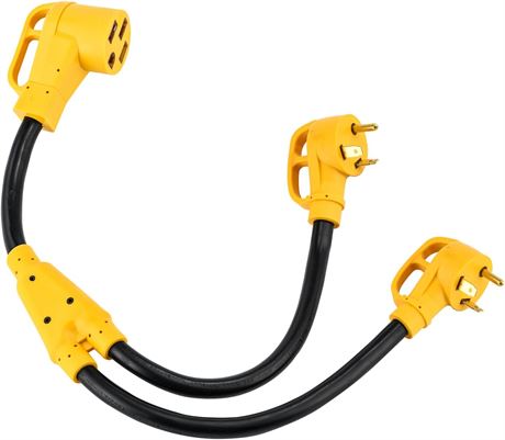 RV Y Splitter Power Adapter 30A TT-30P Male to 50A 14-50R Female, 30in Cord