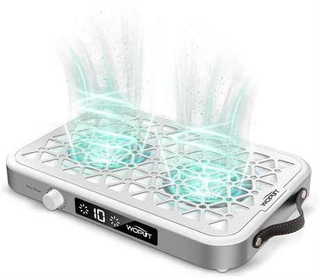 Nail Dust Collector, 1600PA, 10 Speeds, Filter Papers (30 Pcs), Matte White