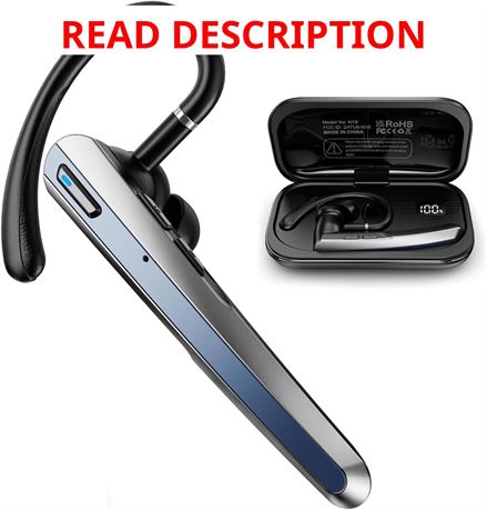Single Ear Bluetooth Headset with Microphone, Wireless Earpiece & Case, Mute