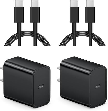 iPhone 16/15 Charger 2-Pack: 20W USB-C Wall Charger + 6ft USB-C Cable, MFi