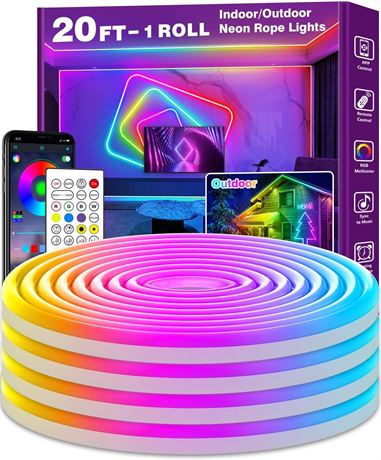AILBTON 100FT LED Neon Rope Light, App Control, RGB Waterproof Music Sync