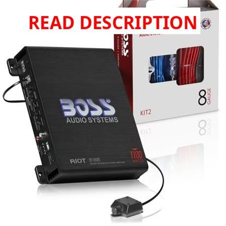 BOSS R1100MK 1100W Monoblock Car Amp, 8-Gauge Wiring Kit