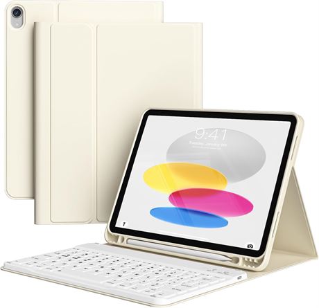 iPad Air Keyboard Case 11in/10.9in M2/M3/M4 & 5th/4th Gen (Cream)