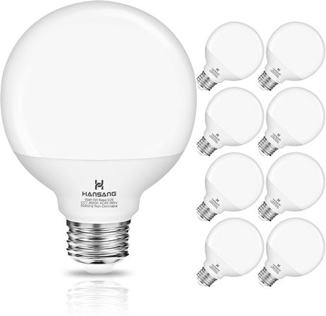 Hansang 8-Pack G25 LED Globe Bulbs, 4000K, E26 Base, 60W Equivalent, 500lm