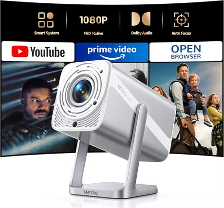 Smart Projector 4K WiFi 6 Bluetooth Dolby Audio Auto Focus
