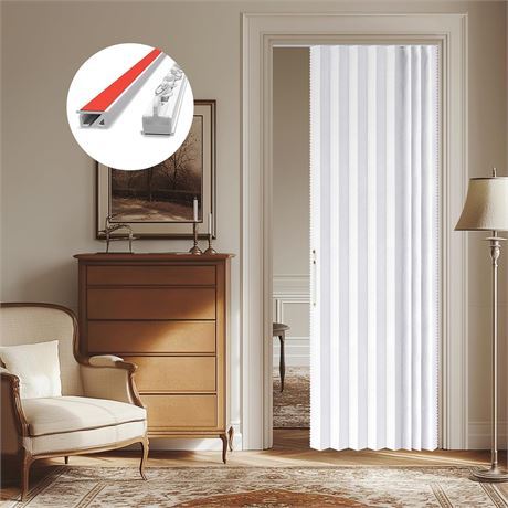 AJAZZ 100% Blackout Magnetic Door Curtain Set, 1 Panel 43W x 79L White