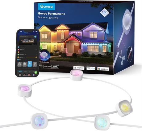 Govee 100ft RGBIC Outdoor Lights Pro 60 LEDs 75 Scenes IP67 Alexa Google Matter
