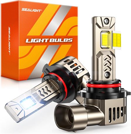 SEALIGHT 9005 Bulbs, 34000LM, 6500K Cool White, Plug & Play, IP68, Pack of 2