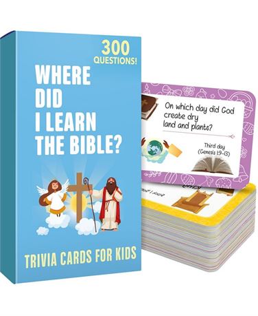 QUOKKA Fun Bible Games for Kids and Families - 300 Bible Trivia Cards, Multi