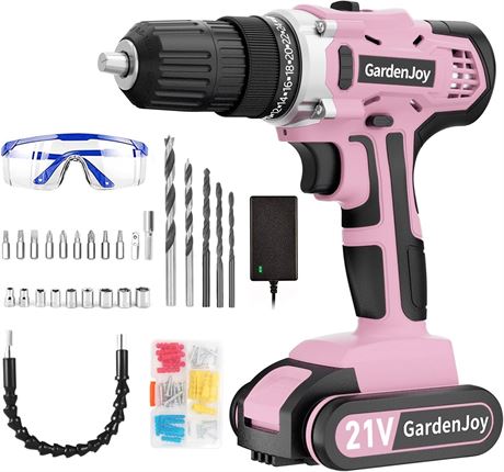 GardenJoy 21V Cordless Power Drill – 30-Piece Set
