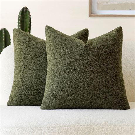 Foindtower Faux Fur Throw Pillow Covers with Zipper, Cushion Case 18x2 Pack