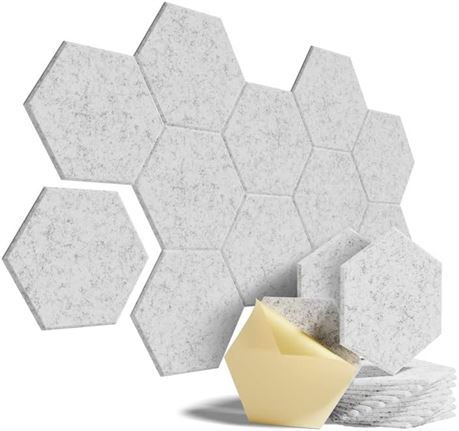 12 Pack Acoustic Foam Panels, Self-Adhesive, 12x10.5x0.4 in, Gray