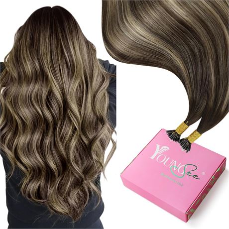 YoungSee extensions nano bagues balayage brun cendré 22" 50 g