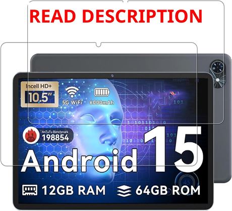 TABWEE T80 10.5 Inch Tempered Glass Screen Protector, 2 Pack, 9H