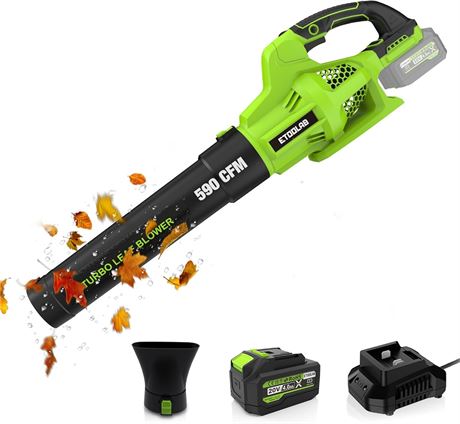 ETOOLAB Cordless Leaf Blower 590CFM with 4000mAh Battery & Charger, 6-Speed