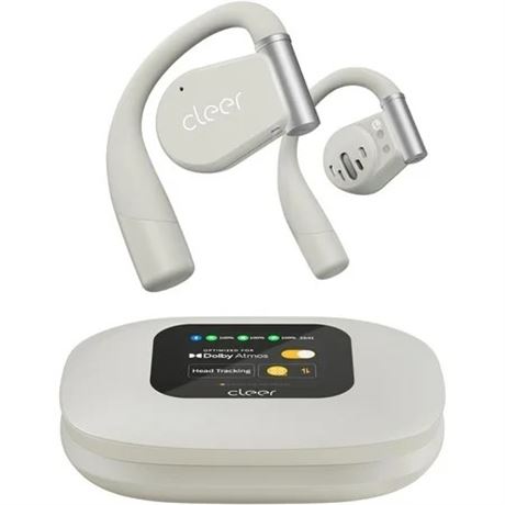 Cleer ARC3 Open-Ear True Wireless Earbuds with Secure Earhooks, IPX7, Mic, Grey