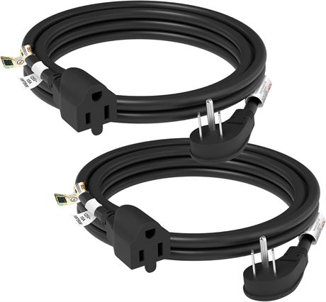 FIRMERST 10 Feet Flat Plug Extension Cord, 15A, 2 Pack