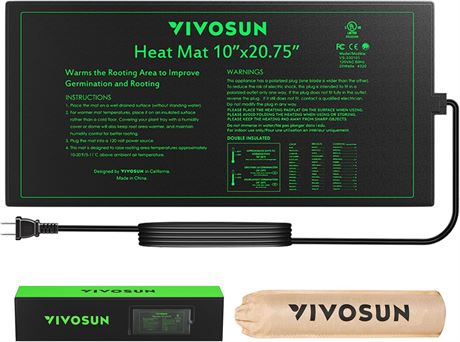 VIVOSUN Seedling Heat Mat 10x20.75in Waterproof UL & MET-Certified