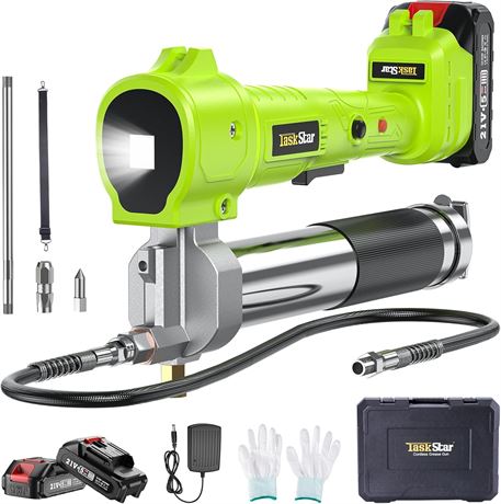 Pistolet   graisse batterie   kit 2 batteries, chargeur, tuyau, LED, camion