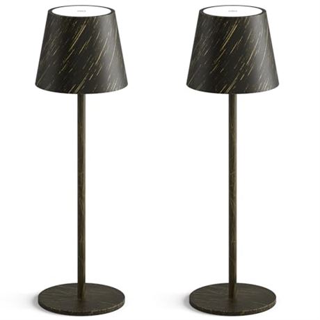 Irotine 2 Pack Copper Cordless Table Lamps Rechargeable Warm LED Dimmable