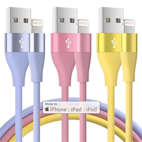 SwaggWood iPhone Charger – 3-Pack 10FT, MFi Certified, Colorful