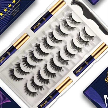 Cils magnétiques Menaka + eyeliner, 10 paires réutilisables