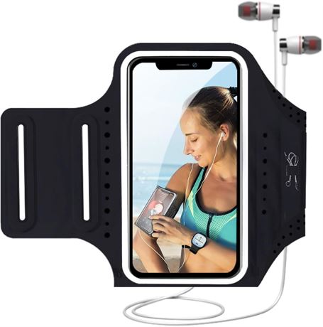 MILPROX Cell Phone Armband, Arm Holder with Card, Fits Up to 6.5" Black