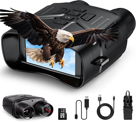 Night Vision Goggles 4K Infrared Binoculars, 3' LCD, 32GB TF Card